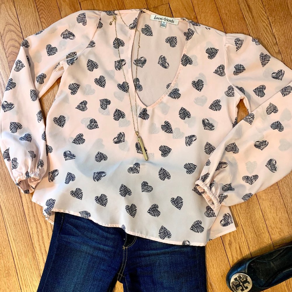 lovers + friends • Blush Pink Printed Blouse